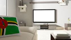 Couch and TV With Flag of Dominica Stock Footage