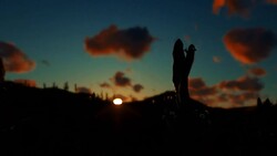 Saguaro Cactus in Desert against timelapse Sunrise, zoom out Stock Footage