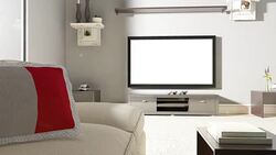 Couch and TV With Flag of France Stock Footage