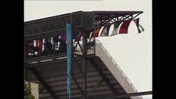 Olympic stadium with lying flags at the 1996 Summer Olympics in Atlanta News Clip