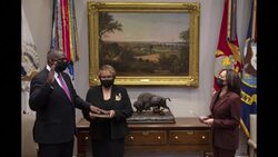 CLEAN : Kamala Harris swears in first Black Pentagon chief Lloyd Austin News Clip