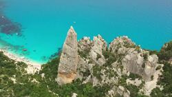 World's Best Beach: Drone Views of Sardinia's Cala Goloritzé Stock Footage