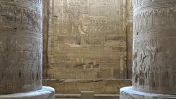 Interior of Dendera temple or Temple of Hathor. Egypt. Dendera, Denderah, is a small town in Egypt. Dendera Temple complex, one of the best-preserved temple sites from ancient Upper Egypt. Stock Footage