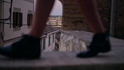 Walking on a pavement. Old town Stock Footage