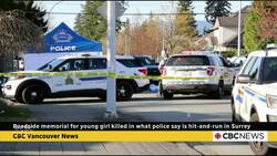Roadside memorial for young girl killed in what police say is hit-and-run in Surrey News Clip