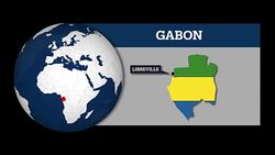 Earth Sphere Map and Gabon Country Map with National Flag Stock Footage