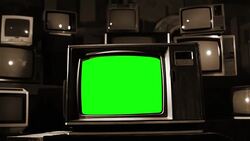 Old Tv With Green Screen. Sepia Tone. Stock Footage