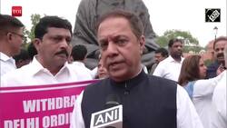 BRS MPs hold protest in front of Gandhi Statue in Parliament over Manipur issue News Clip