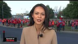 2,000 Dockers Strike at UK's Largest Container Port News Clip