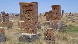 Armenia, Noratus Medieval Cemetery Stock Footage