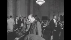 Senator Arthur Watkins chairs hearing on McCarthy censure; Secretary of Senate J. Mark Trice reads report on Army-McCarthy hearings News Clip
