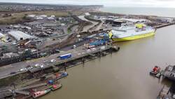 Drone footage of Newhaven ferry port where migrants were found in back of lorry News Clip