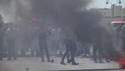 CLEAN : Palestinians clash with Israeli security forces near DCO checkpoint in Ramallah (2) News Clip