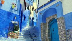 Wide Angle: Set of Stairs Between Buildings Stock Footage