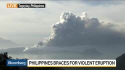 Taal Volcano Spewing Ash and Smoke News Clip