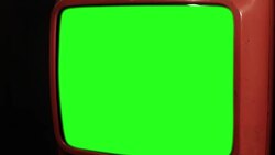 Old Red Tv Green Screen. Stock Footage