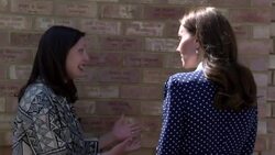 The Duchess of Cambridge is shown Codebreakers Memorial Wall at Bletchley Park News Clip