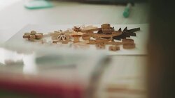 Artist hand making flower paper craft gift Stock Footage