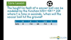 Finding Zeros of Quadratic Functions with Tables of Values Instructional Video