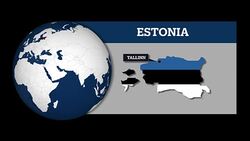 Earth Sphere Map and Estonia Country Map with National Flag Stock Footage