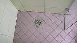 The small sinkholes on the floor of the bathroom Stock Footage