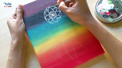 Colorful Dreamcatcher Painting on a Rainbow Canvas