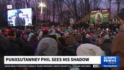 Punxsutawney Phil sees his shadow, predicting 6 more weeks of wintry weather News Clip