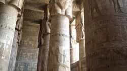 Interior of Dendera temple or Temple of Hathor. Egypt. Dendera, Denderah, is a small town in Egypt. Dendera Temple complex, one of the best-preserved temple sites from ancient Upper Egypt. Stock Footage