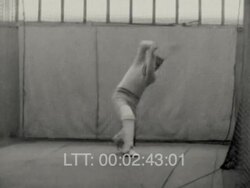 Cricketers practicing their bowling technique followed by Cricket match 1957 Stock Footage