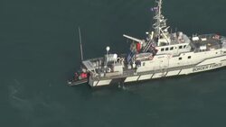 UK: UK Boarder Force vessel intercepting a migrant boat in the English Channel News Clip