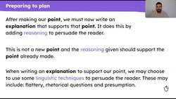 Planning the second argument of a persuasive letter about school uniform Instructional Video