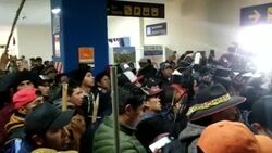 CLEAN : Morales supporters prevent opposition leader from leaving airport News Clip