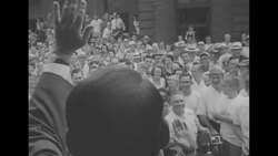 Gov. Adlai Stevenson returns from Chicago convention, and campaigns through his home state, and spends time with family News Clip