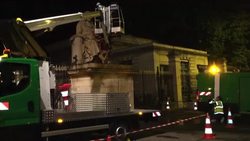 CLEAN : France: Defaced 'Black Code' author's statue being cleaned in Paris News Clip
