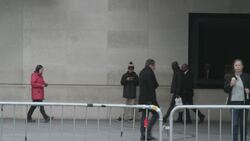 Victoria Derbyshire leaves BBC offices after it announces cuts to 450 jobs News Clip