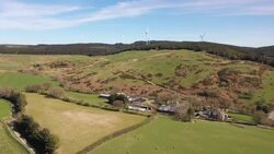 Drone aerials over North Wales countryside and farmland News Clip