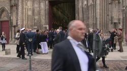 Veterans and guests leave Cathedral of Bayeux after ceremony commemorating the 75th anniversary of the D-Day landings News Clip