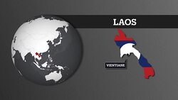 Earth Sphere Map and Laos Country Map with National Flag Stock Footage