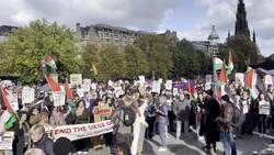 Pro-Palestine activists stage protest at The Mound, Edinburgh News Clip