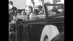 In Rhode Island, Pres. Franklin Roosevelt speaks from car about rebuilding the economy News Clip