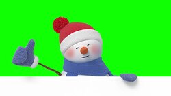 Funny Snowman in Santa`s Hat Greeting and Smiling Stock Footage