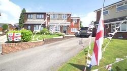UK: England flags and bunting outside homes during The 2020 UEFA European Football Championship. News Clip