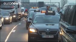 Protesting taxi drivers snarl up Brussels News Clip