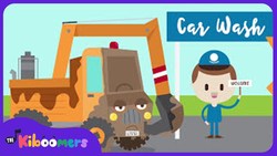 Construction Car Wash Song for Kids | Construction Trucks for Children | The Kiboomers Instructional Video