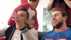 Close up of disappointed football fans Stock Footage