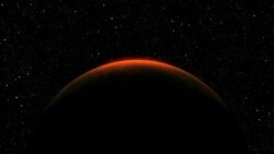 Sunrise over red planet from space with galaxy star Stock Footage