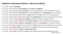 Design Microservices Architecture with Patterns and Principles - Analysis E-Commerce Domain - Nouns and Verbs Instructional Video