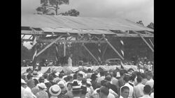 Pres. Franklin Roosevelt detonates an explosion via telegraph key from New York to begin construction of Florida canal News Clip