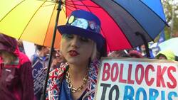 Pro EU march near UK Conservative conference Instructional Video