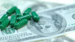 Medical capsule on dollar banknote. Herbal capsules on money cash Stock Footage